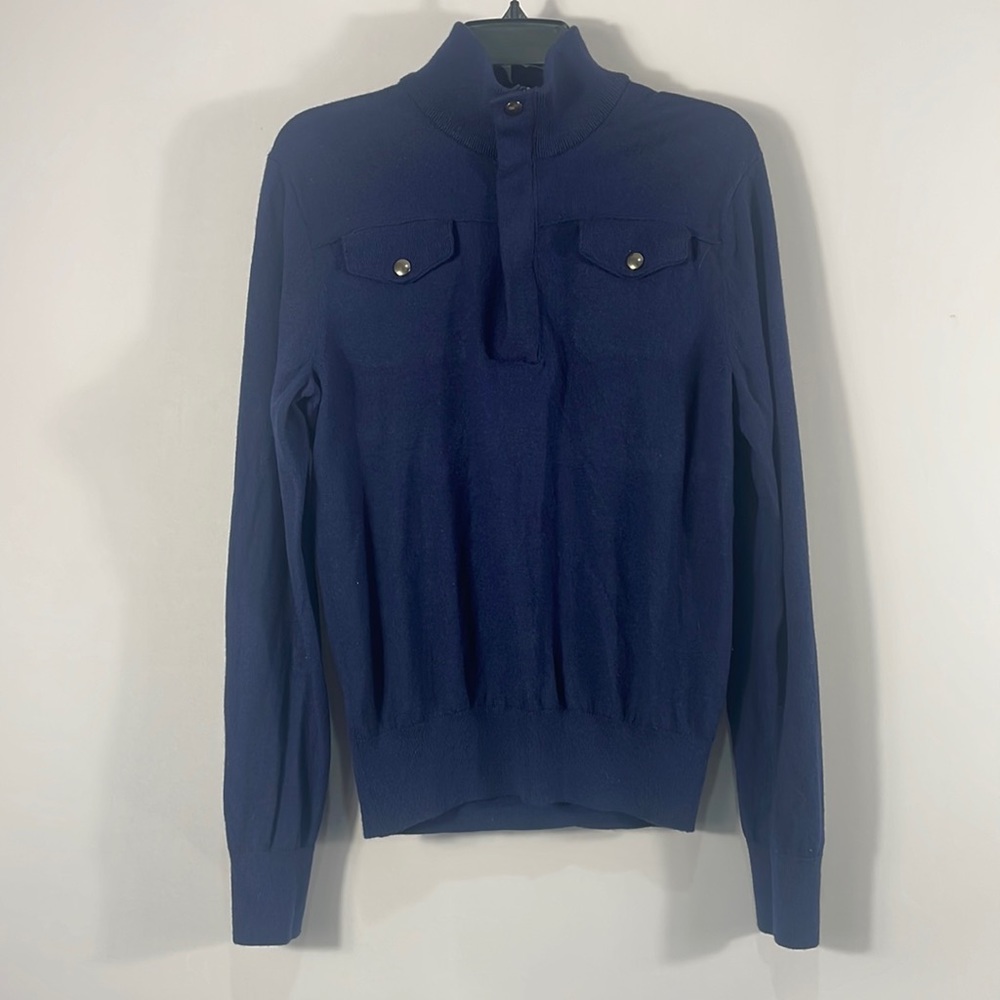 Banana Republic Navy Blue, Quarter Zipper, V neck, Turtleneck, Sweater,  Medium